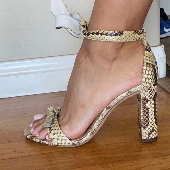 Alexandre Birman Clarita Bow Python Block Heel Sandals Size 40 - Picture 2 of 14